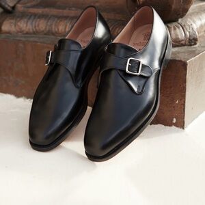 Tricker's Mayfair Black Leather Single Buckle Men's Dress Shoes US 10.5